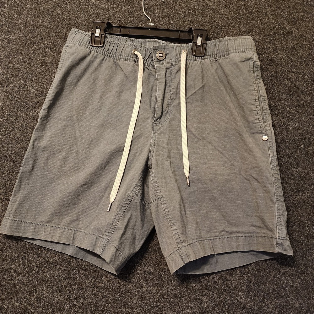 Vuori Ripstop Men Medium Shorts V370 Gray Hiking Organic Cotton Blend 8" Inseam
